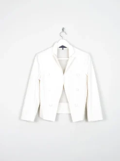 Women’s Cream Tuxedo Style Cotton Cropped Vintage Jacket