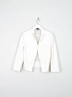 Women’s Cream Tuxedo Style Cotton Cropped  Vintage Jacket