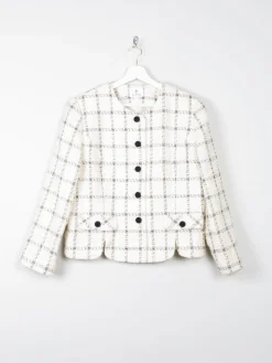 Women’s Cream Vintage Check Tweed Jacket L