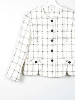 Women’s Cream Vintage Check Tweed Jacket L