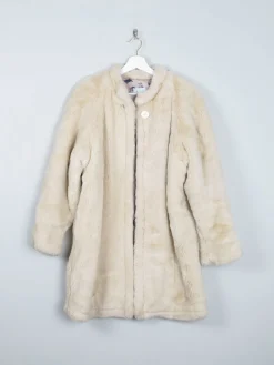 Women's Cream Vintage Faux Fur Short Coat S/M