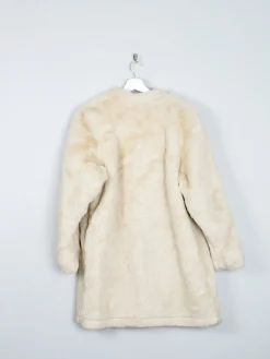 Women's Cream Vintage Faux Fur Short Coat S/M