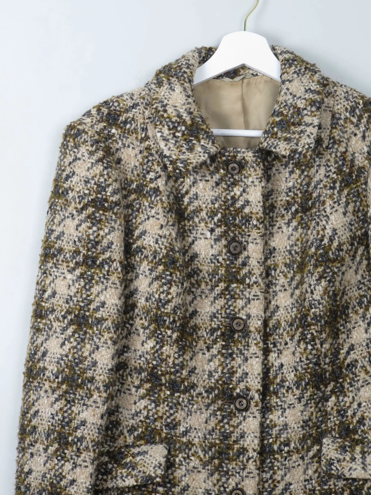 Women's Cream Vintage Tweed Jacket 1960s 12/14