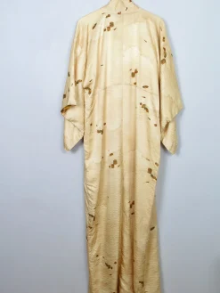 Women's Deep Cream Silk Vintage Kimono S/M