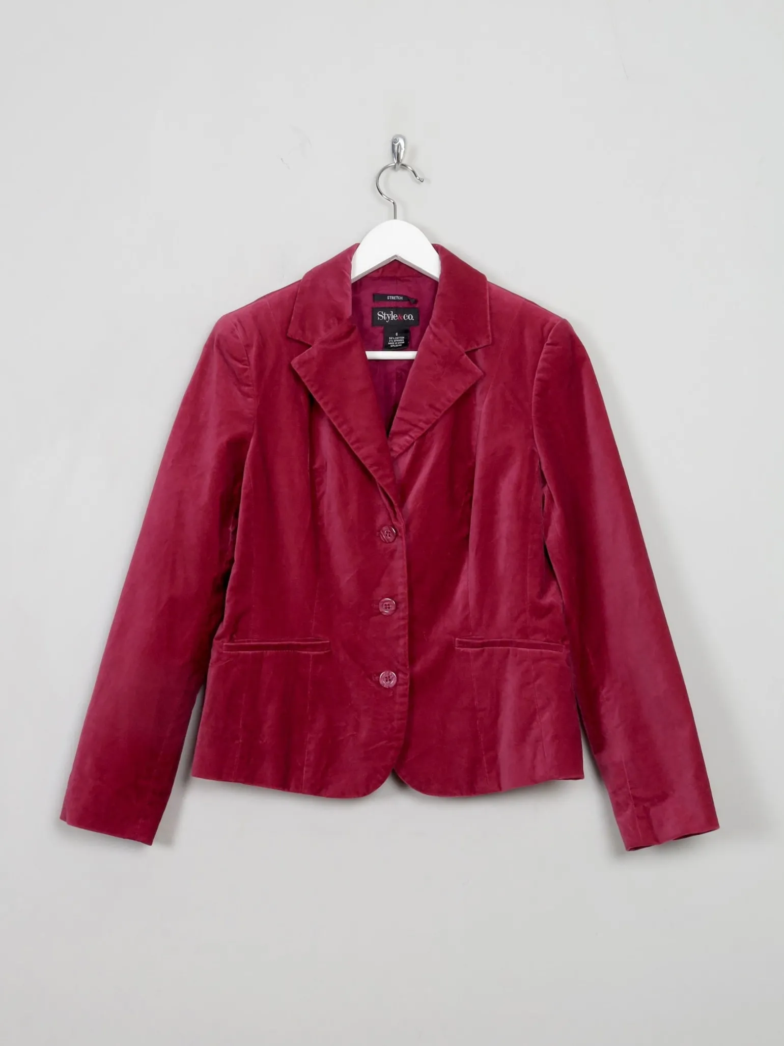 Women's Deep Pink Vintage Velvet Jacket S/M