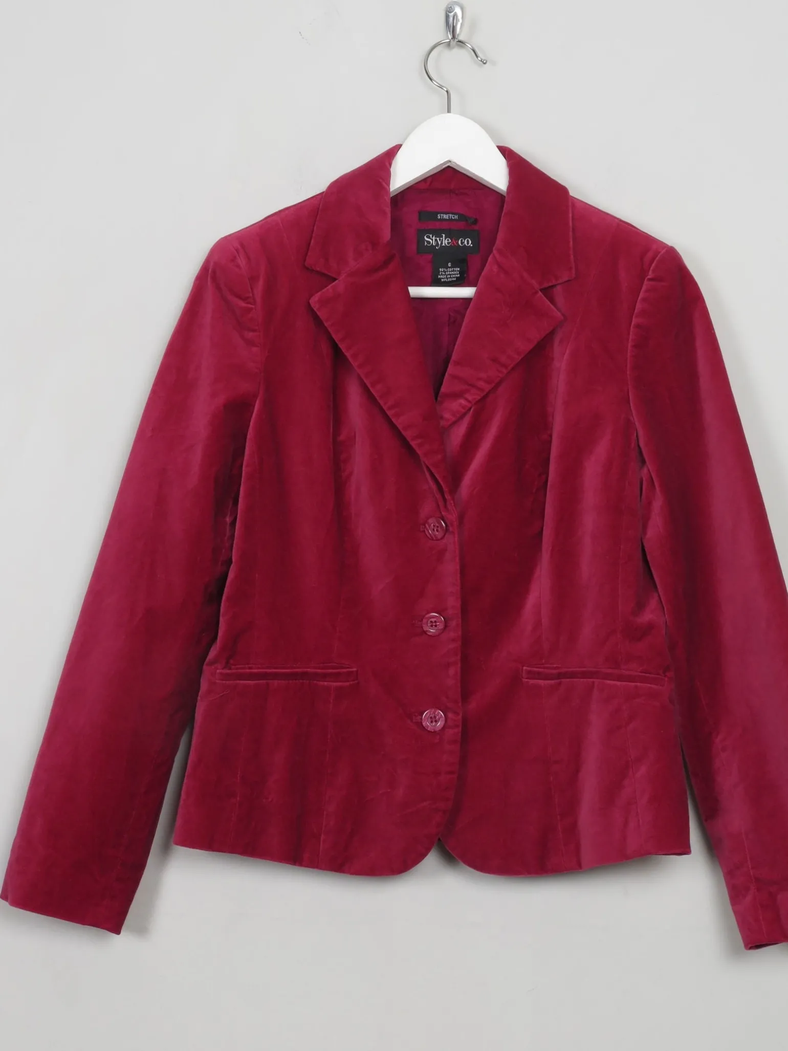 Women's Deep Pink Vintage Velvet Jacket S/M