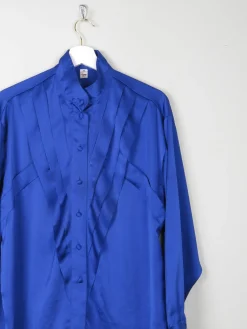 Women's Electric Blue Satin Blouse S/M