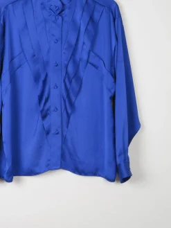 Women's Electric Blue Satin Blouse S/M