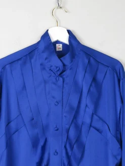 Women's Electric Blue Satin Blouse S/M