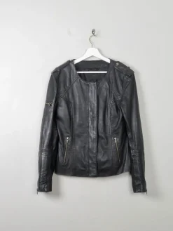 Women's Gestuz Black Leather Jacket 10/40