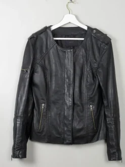Women's Gestuz Black Leather Jacket 10/40