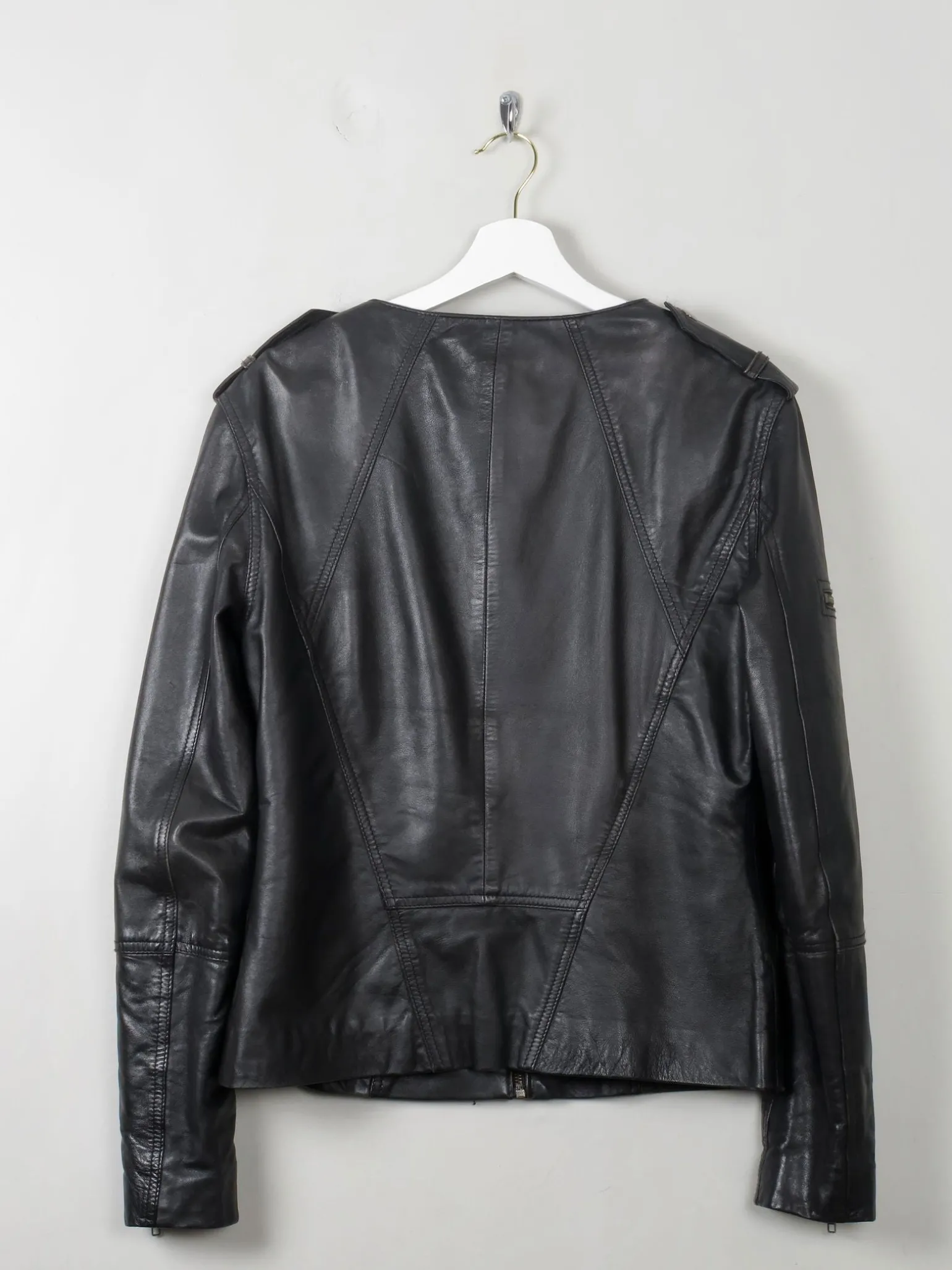 Women's Gestuz Black Leather Jacket 10/40
