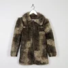 Women’s Green & Brown 1970s Printed Faux Fur Zip Up Jacket 10/12