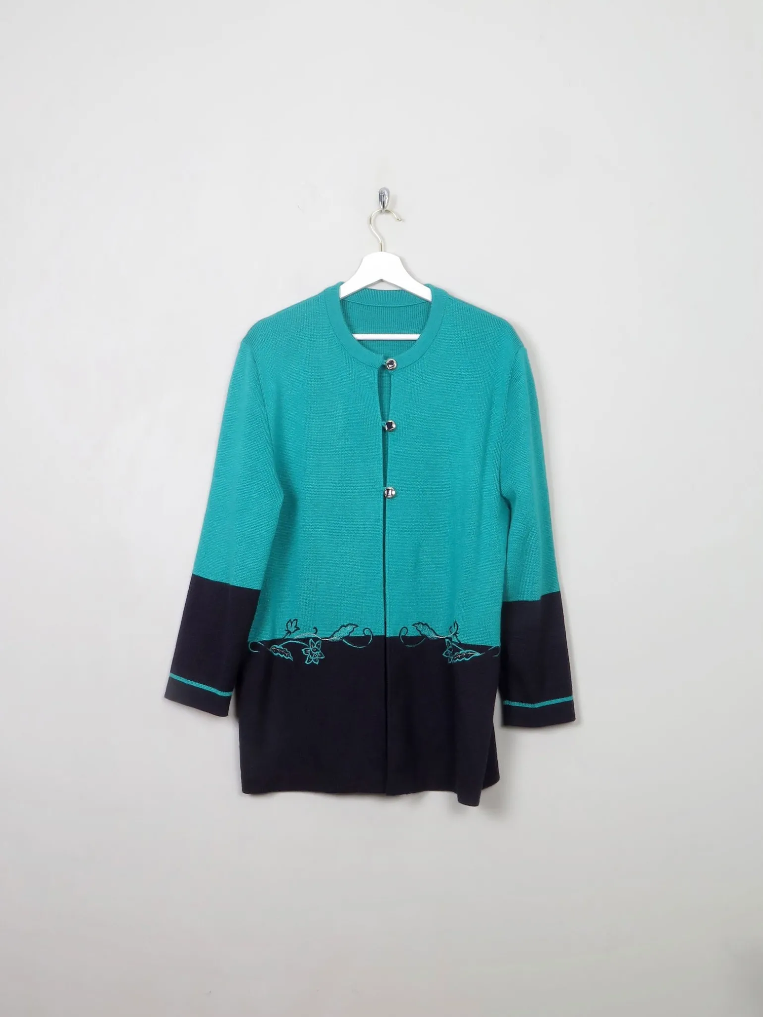 Women's Green & Navy Wool Mix Cardigan M/L/XL
