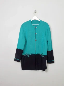 Women's Green & Navy Wool Mix Cardigan M/L/XL