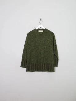 Women's Green Lurex Vintage Jumper Top S/M