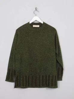 Women's Green Lurex Vintage Jumper Top S/M