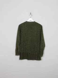 Women's Green Lurex Vintage Jumper Top S/M