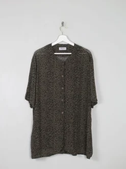 Women's Green Vintage Leopard Print Shirt/Dress L