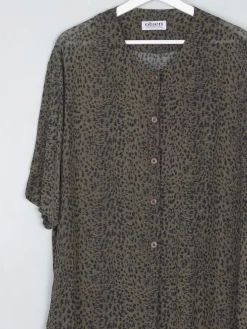 Women's Green Vintage Leopard Print Shirt/Dress L