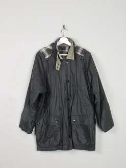 Women's Green Vintage Wax Jacket With Hood M/L