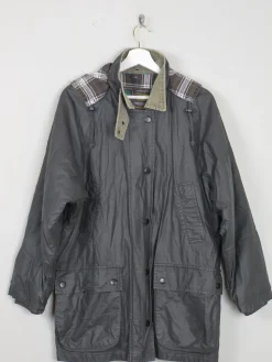 Women's Green Vintage Wax Jacket With Hood M/L
