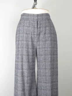 Women's Grey & Blue Wool Trousers L
