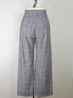 Women's Grey & Blue Wool Trousers L