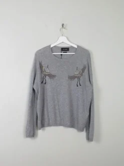 Women's Grey Cashmere Embroidered  Kooples Jumper M