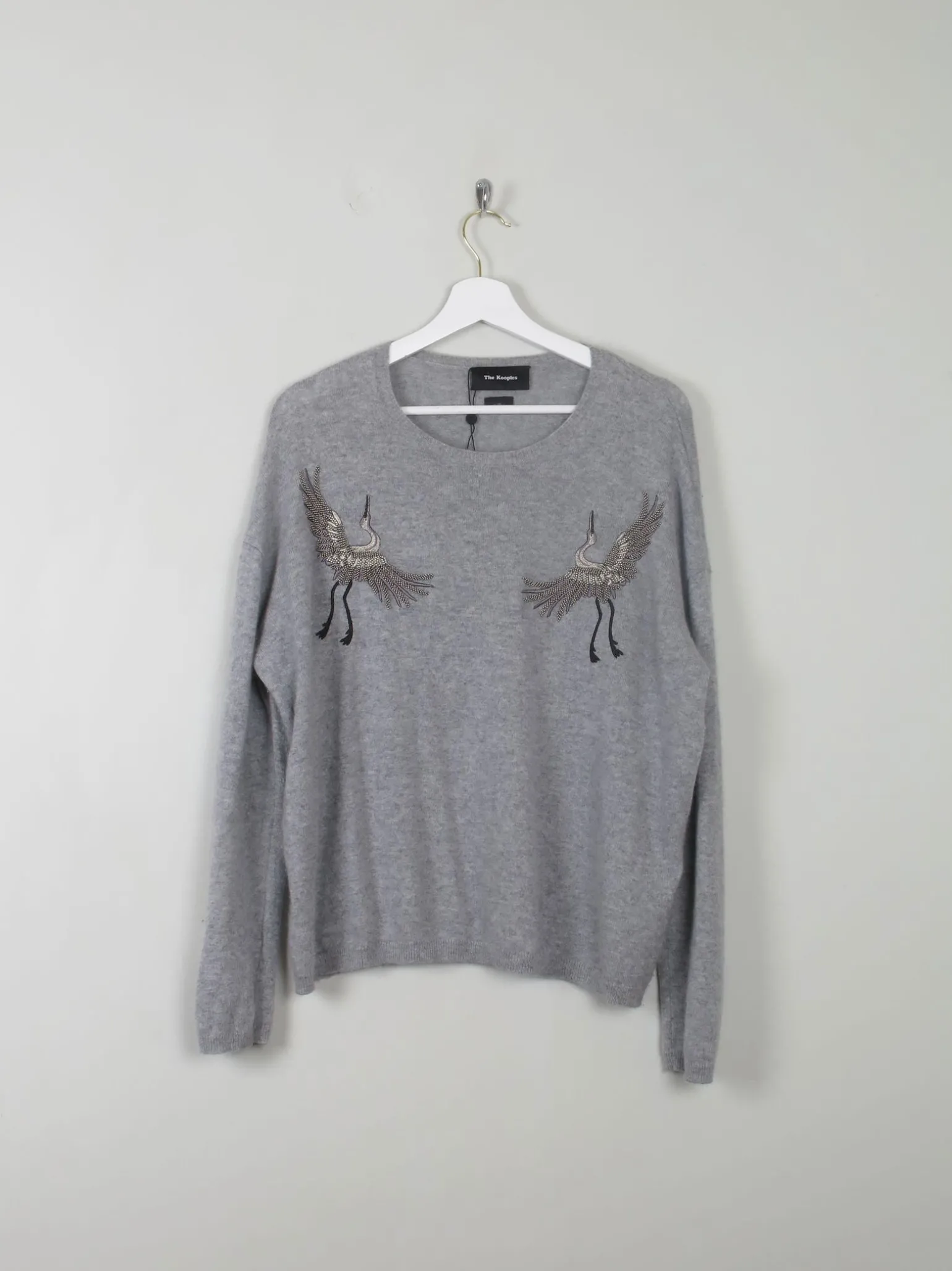Women's Grey Cashmere Embroidered Kooples Jumper M