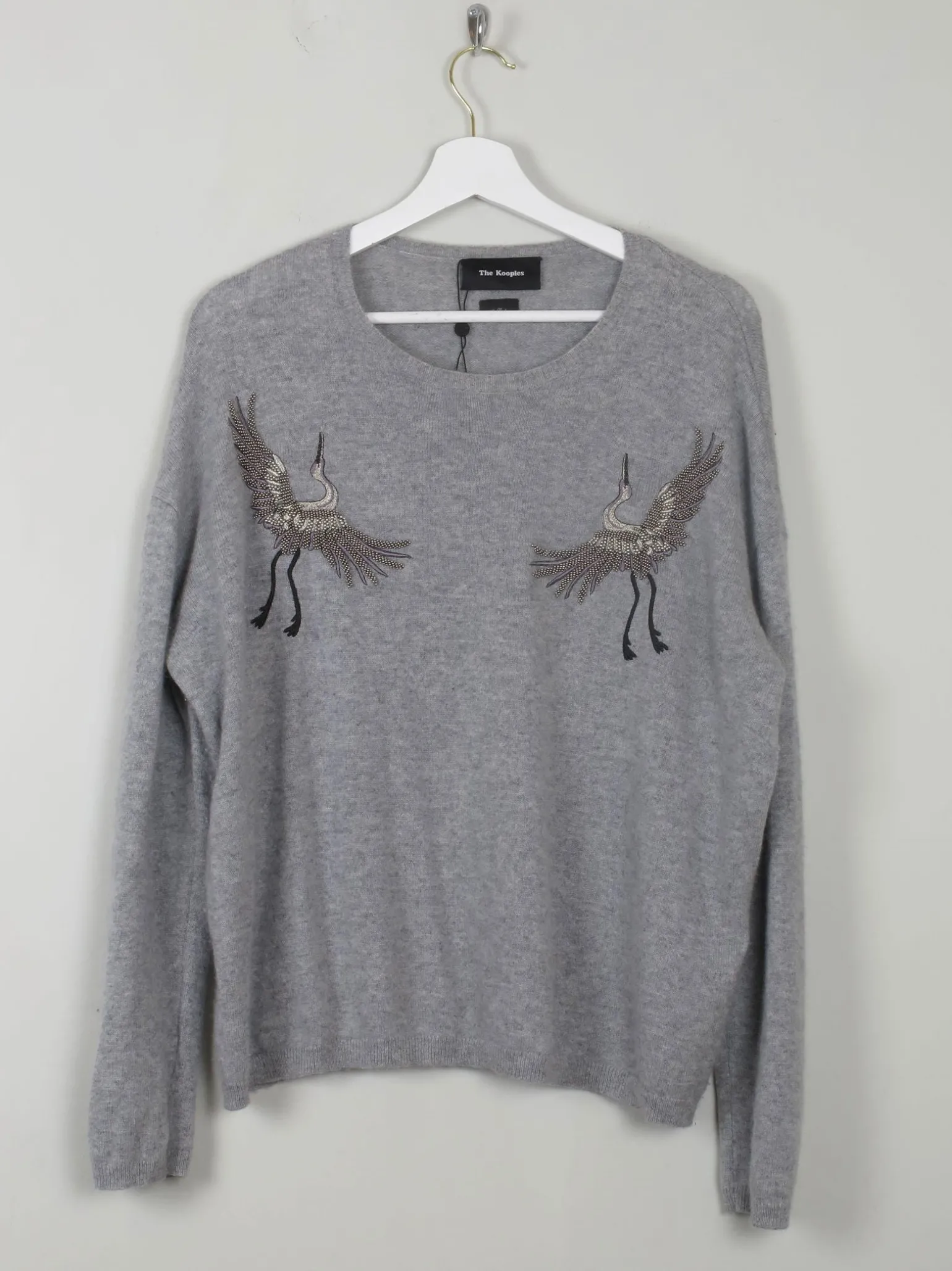 Women's Grey Cashmere Embroidered Kooples Jumper M