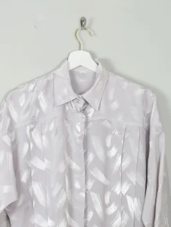 Women's Grey Vintage Blouse Jacquard Embossed S/M