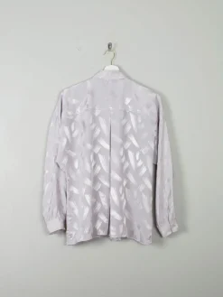 Women's Grey Vintage Blouse Jacquard Embossed S/M