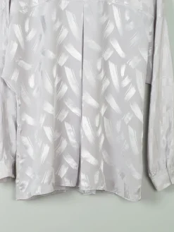 Women's Grey Vintage Blouse Jacquard Embossed S/M