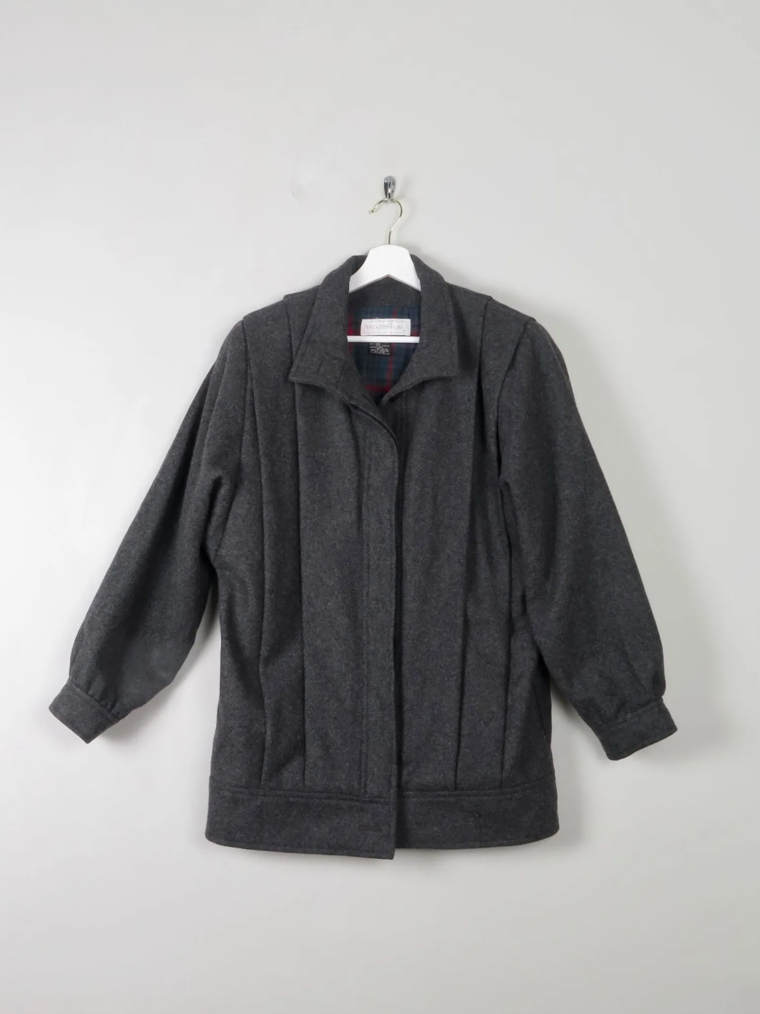 Women's Grey Wool Pleated Jacket S/M