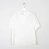 Women's Ivory Short Sleeved Blouse With Embroidery Detail S