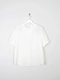 Women's Ivory Short Sleeved Blouse With Embroidery Detail S