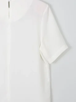 Women's Ivory Short Sleeved Blouse With Embroidery Detail S