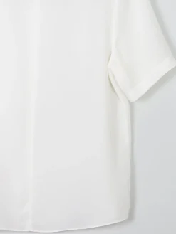Women's Ivory Short Sleeved Blouse With Embroidery Detail S