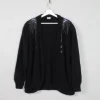 Women's Knitted Black Open Cardigan With Motifs M-XL
