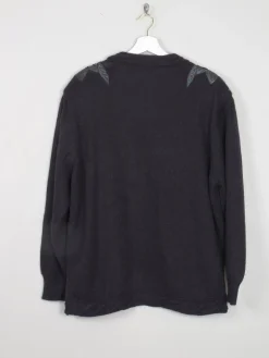 Women's Knitted Black Open Cardigan With Motifs M-XL