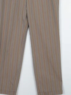 Women's Light Brown Striped Cotton Trousers 28" S