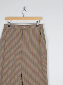 Women's Light Brown Striped Cotton Trousers 28