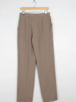 Women's Light Brown Striped Cotton Trousers 28