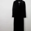 Women’s  Long Black Velvet Coat S