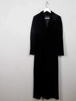 Women’s  Long Black Velvet Coat S