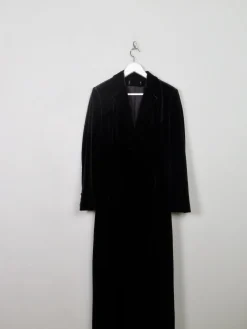 Women’s Long Black Velvet Coat S