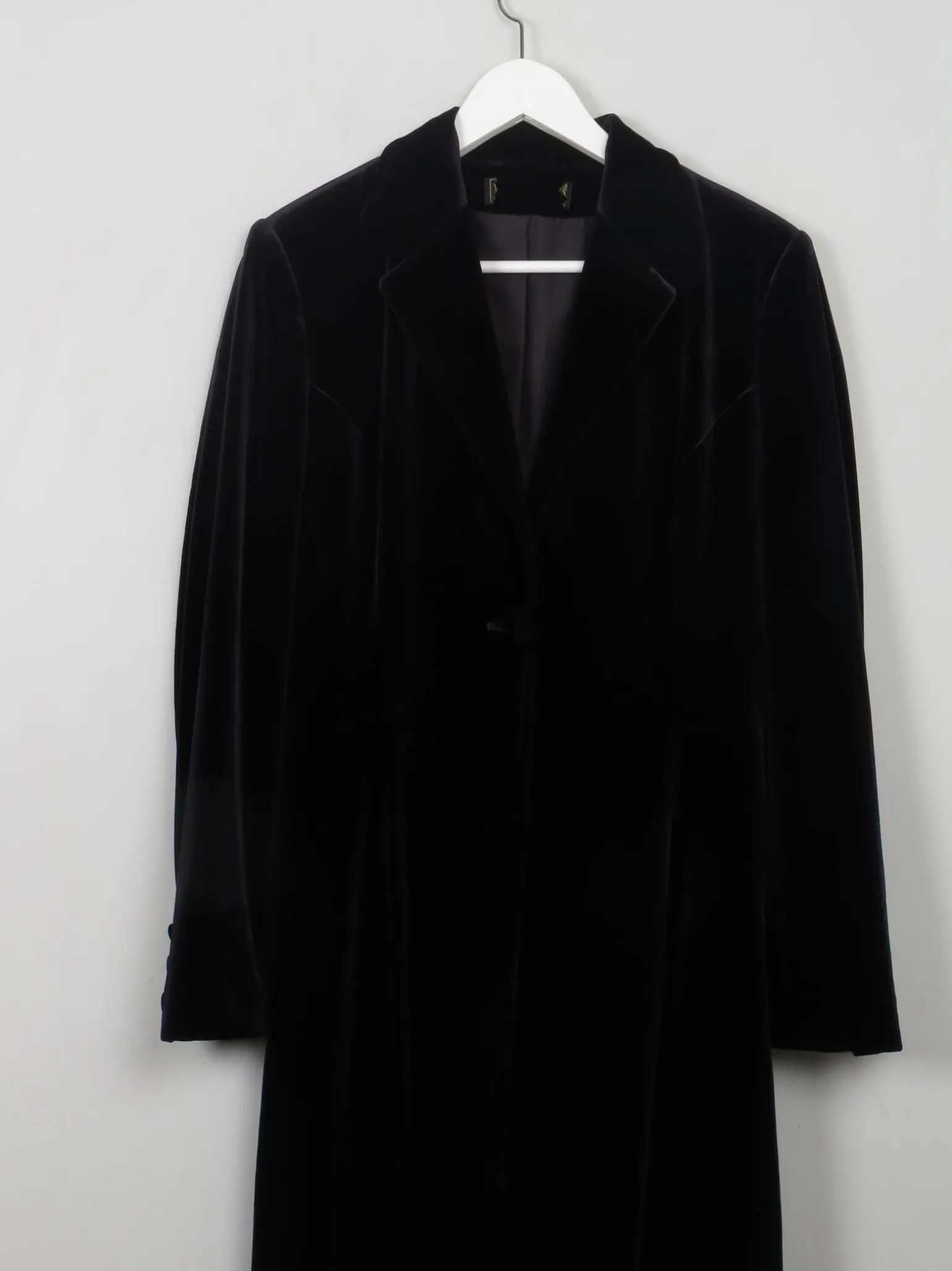 Women’s Long Black Velvet Coat S
