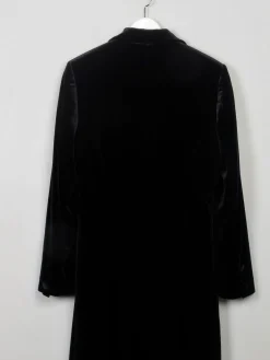 Women’s Long Black Velvet Coat S