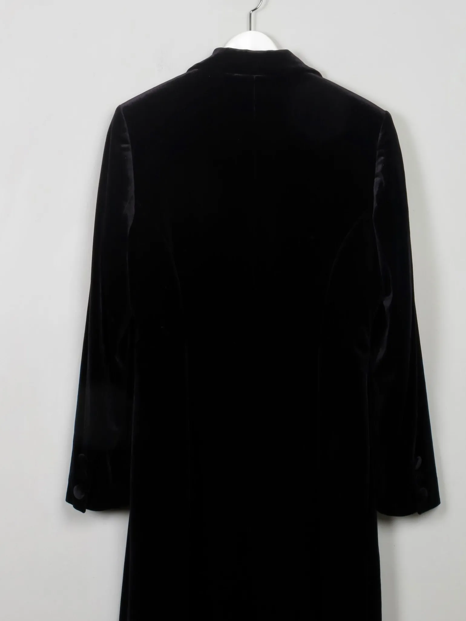 Women’s Long Black Velvet Coat S